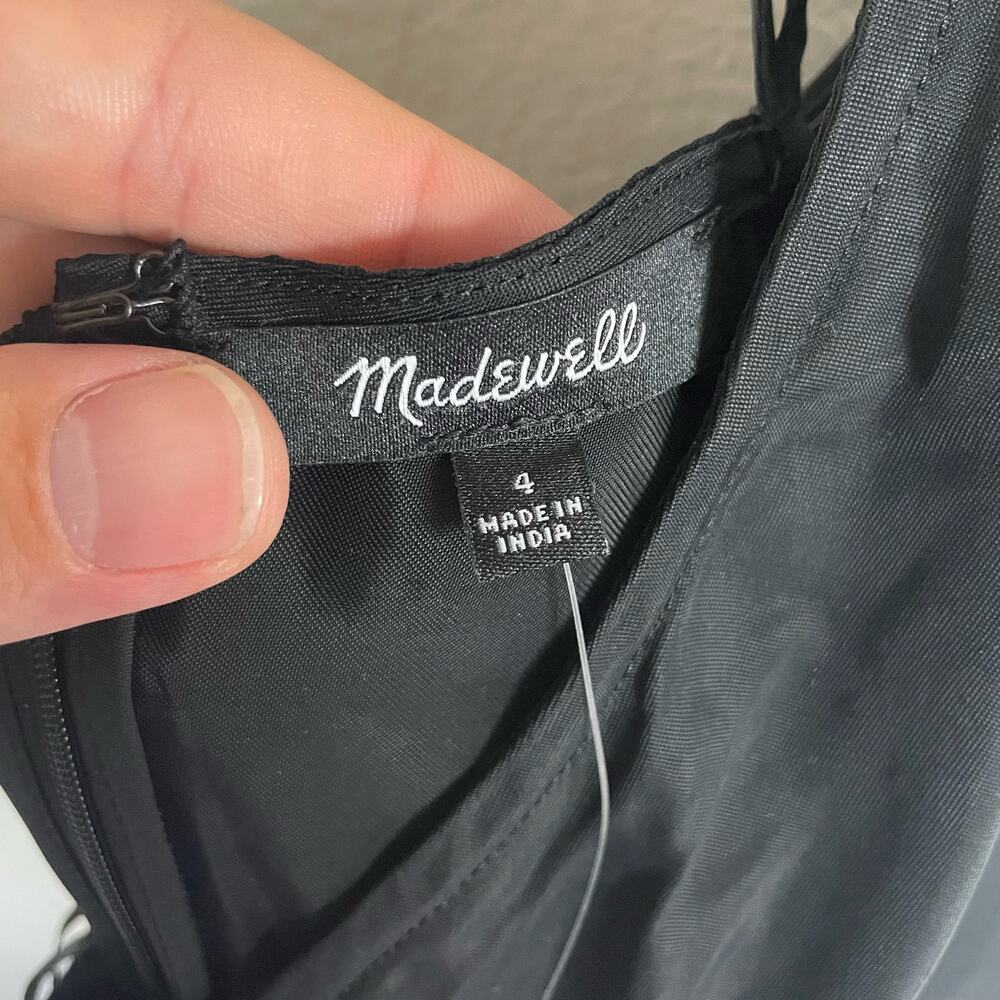 Madewell Dress WMNS 4 Black Halter Slip Midi Cross Back Cupro 90s Minimalist - Picture 4 of 10